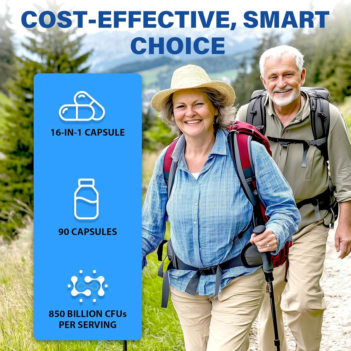 Probiotics for Men, Advanced 50+ Mens Probiotic, Comprehensive Gut & Energy Support with 850 Billion CFU, 1800Mg Prebiotics Fiber – Tailored Wellness Mens Probiotics for Gut Health over 50, 90 Capsule