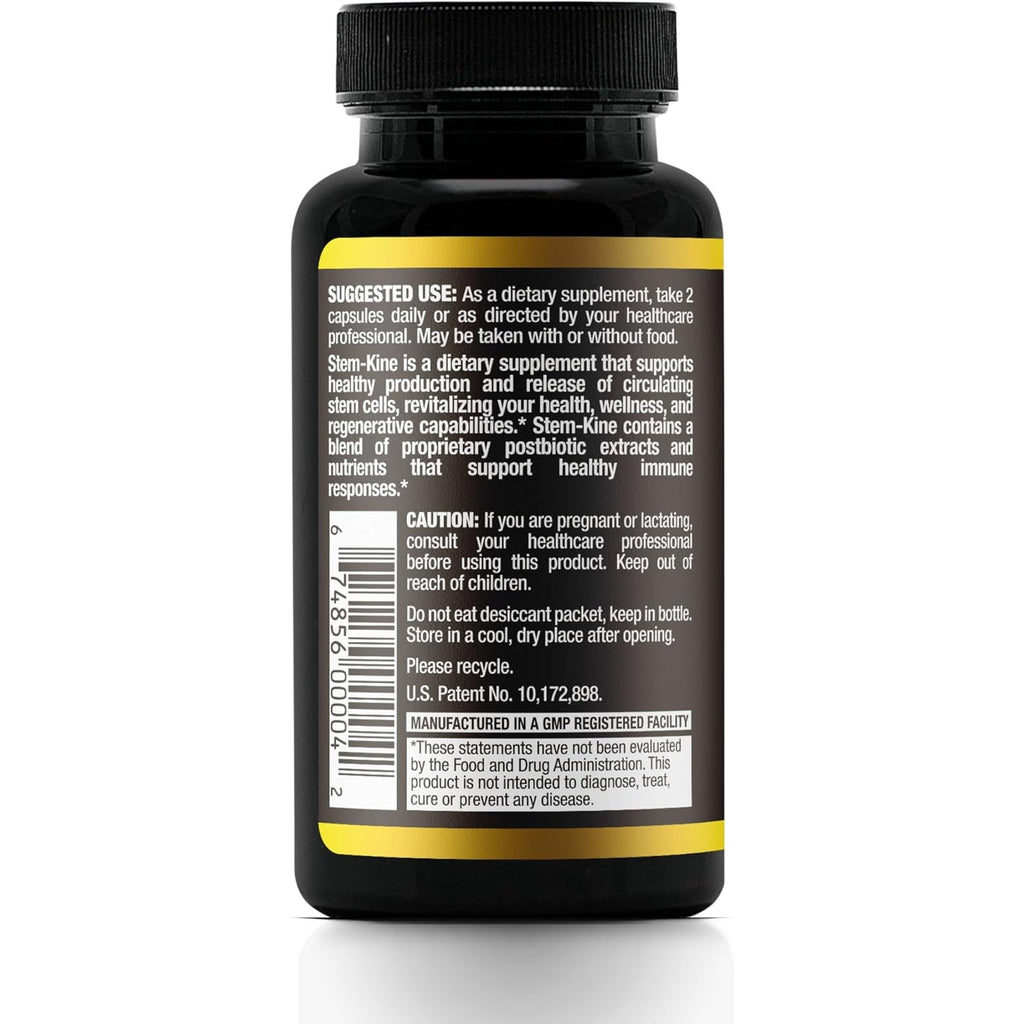 Stem-Kine Stem Cell Supplements, Clinically Proven to Increase Circulating Stem Cells, Promoting Aging Support, 60 Capsules