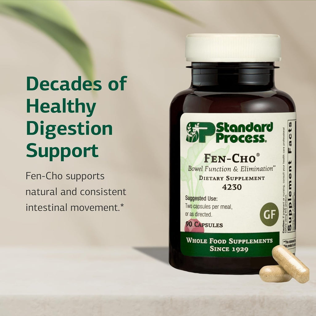 Standard Process Fen-Cho - Digestive & Gut Health Supplement - Gluten-Free, Non-Dairy & Non-Soy - 90 Capsules (45 Servings)