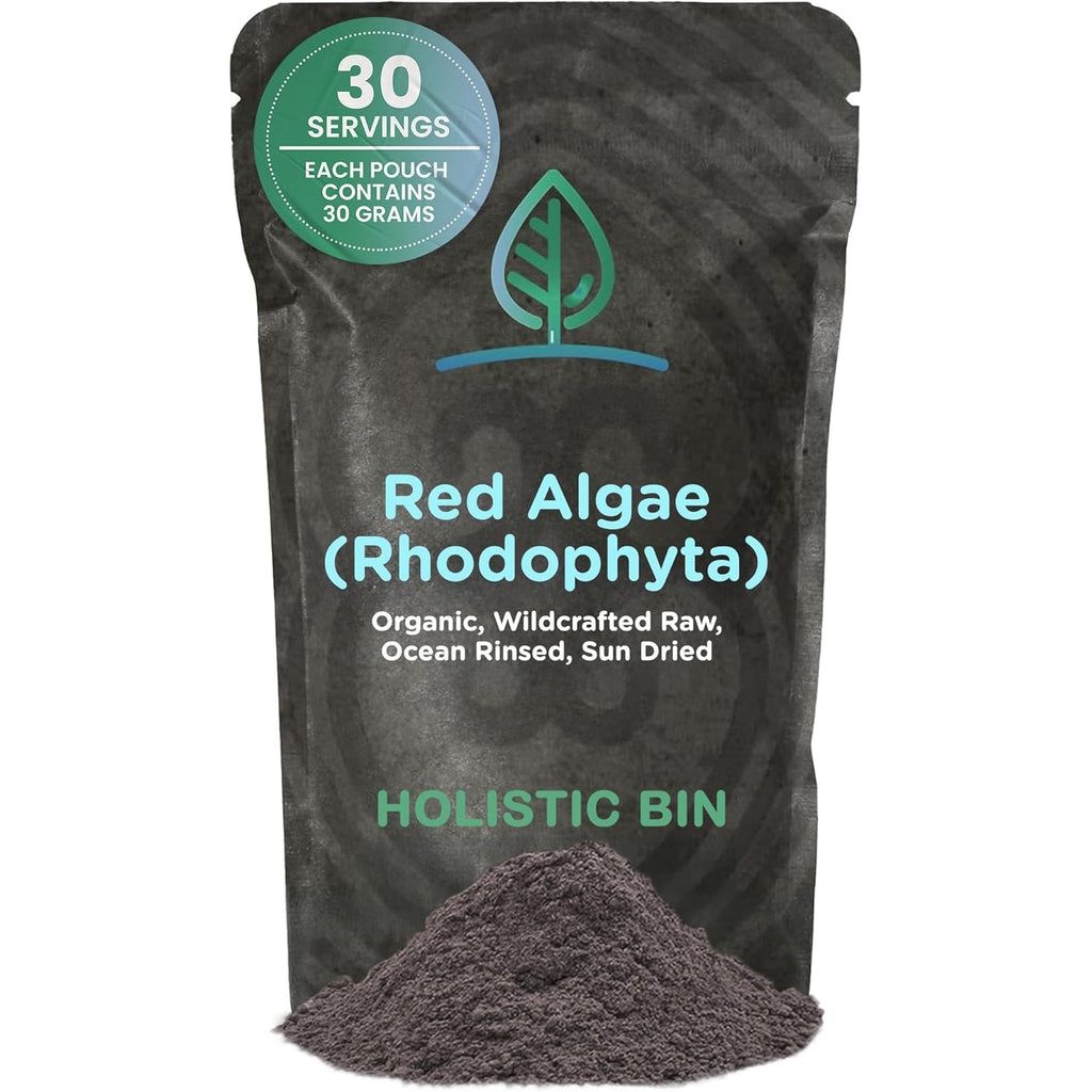 Holistic Bin Red Marine Algae Powder Gigartina and Dumontiacea Red Algae Supplements | Gluten Free, Vegan, Wild Harvested | Rich in Vegan Omega 3 (30 Grams)