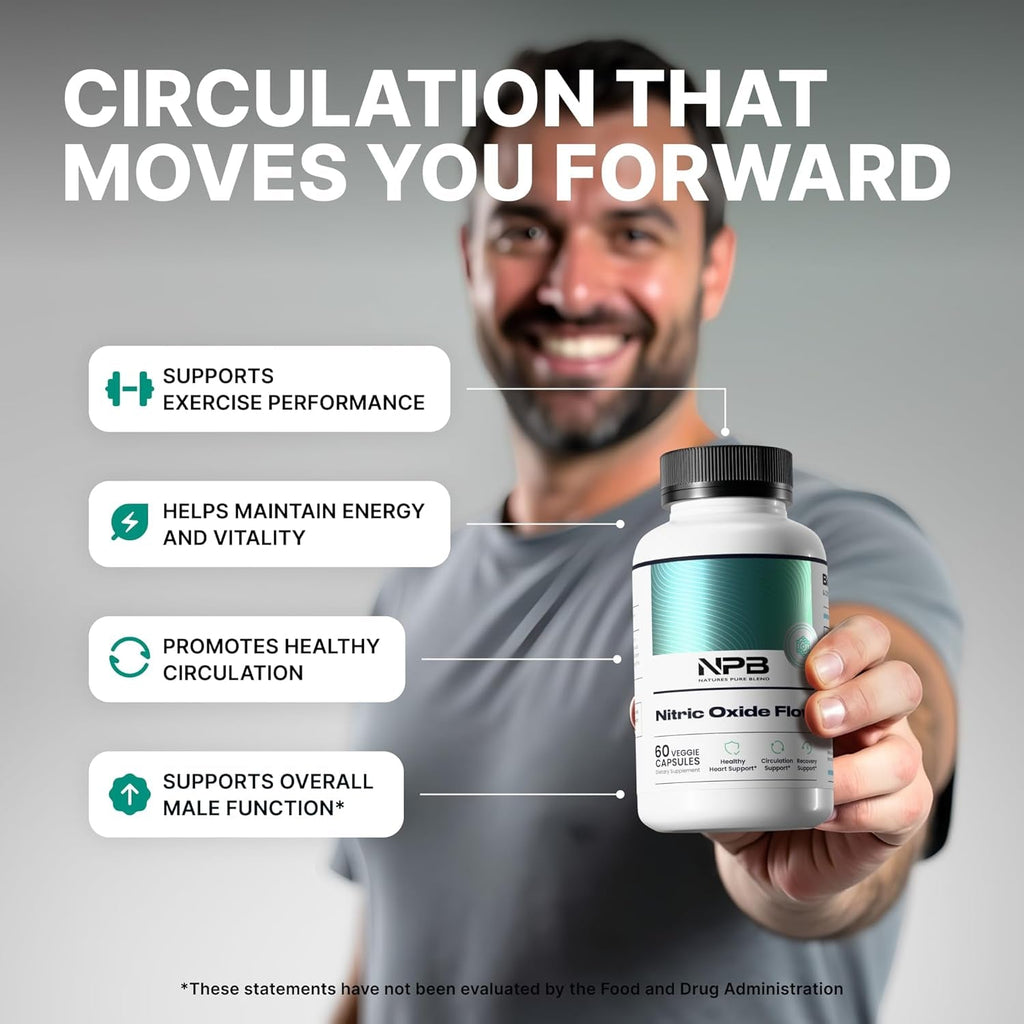 Nature'S Pure Blend Nitric Oxide Supplements for Men – L-Arginine L-Citrulline – Heart Support & Flow Circulation Booster – 1500MG L Arginine and L Citrulline, Preworkout, Bodybuilding
