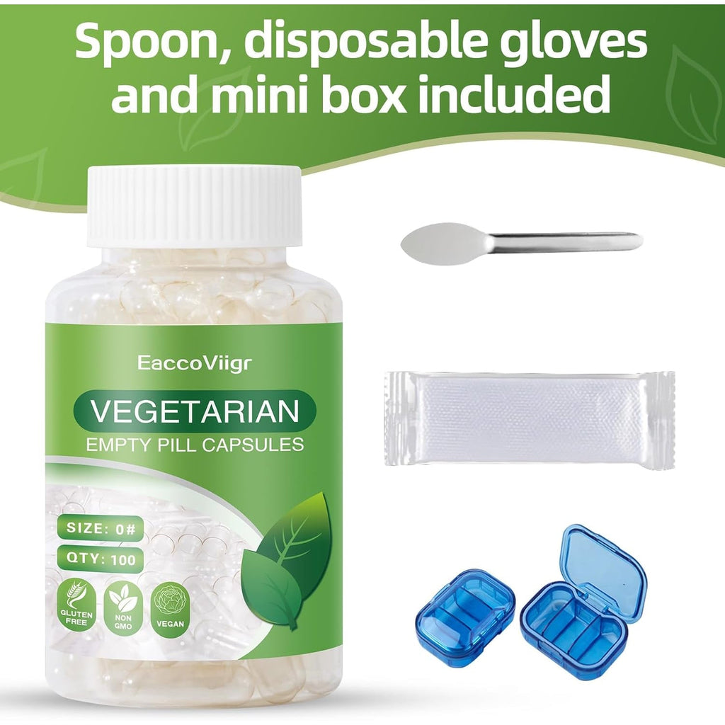 Size 0 Empty Capsules - 100 Count Clear Empty Pill Capsules with Capsule Filling Kit, Fillable Vegan Vegetarian Capsule Empty for Vitamins, Easy for DIY Supplements