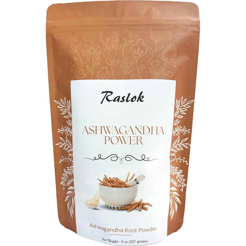 Raslok Ashwagandha Root Powder| Finest Grade a Root Powder - Withania Somnifera | Non-Gmo, Vegan & Raw from India (8 Oz)