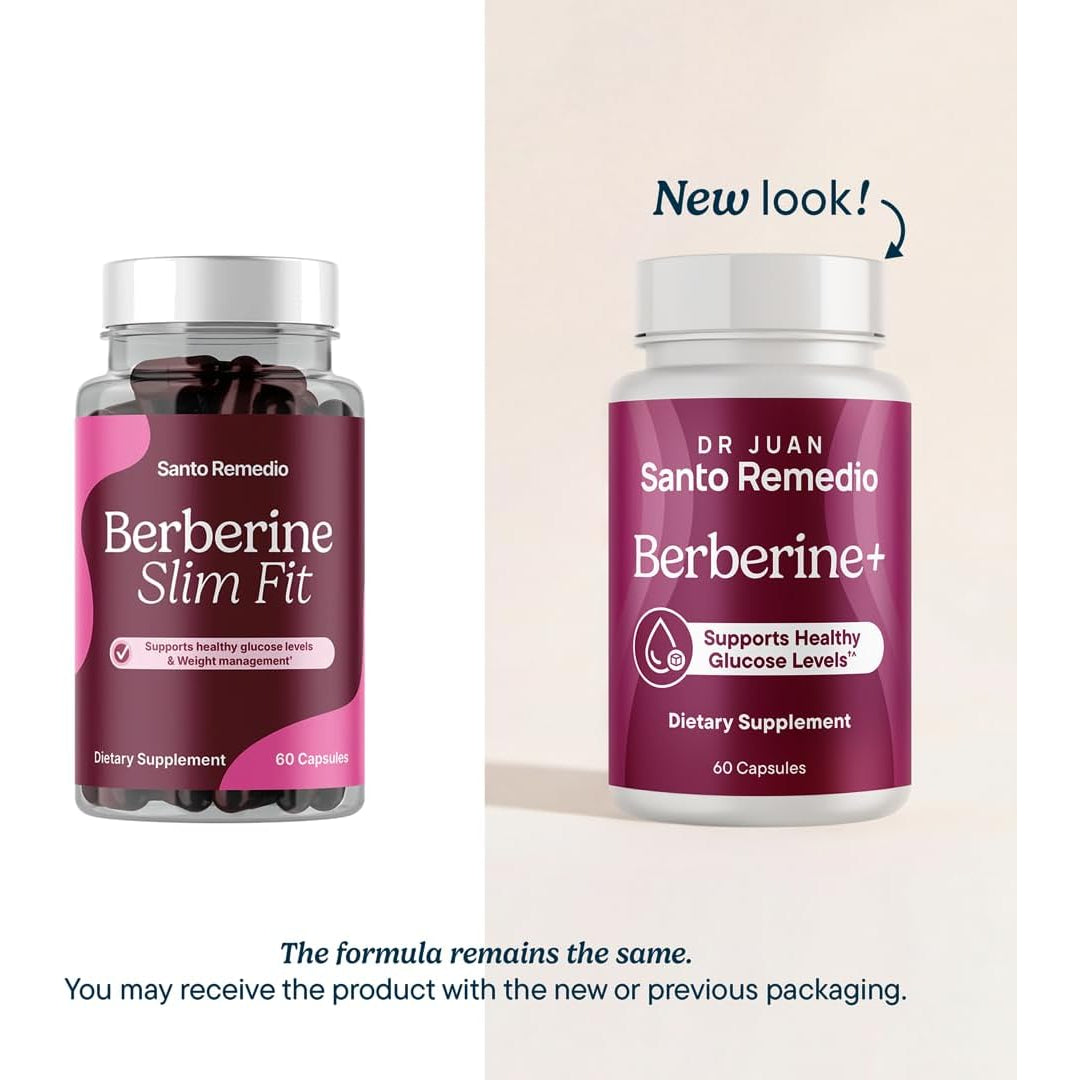 Santo Remedio Berberine, Dietary Supplement, Vegetarian, No Added Sugar, 60 Capsules, 30 Servings.