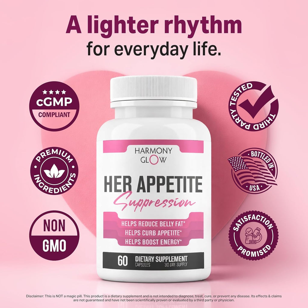 Her Appetite Suppression - Supports GLP-1 Related Metabolic Pathways, Promotes Weight Loss for Women, Helps Control Appetite/Cravings & Promotes Energy | 3Rd Party Tested Supplement - 60 Capsules