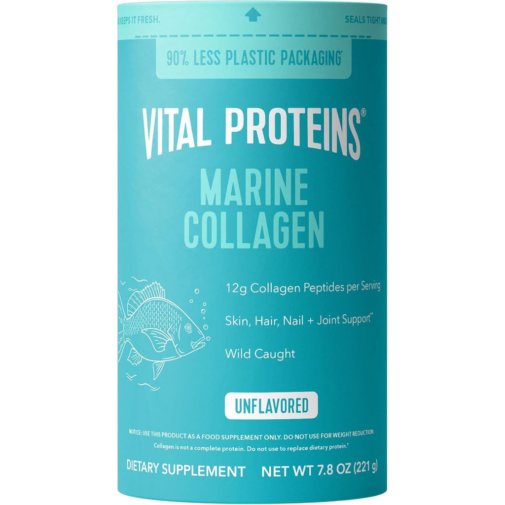 Vital Proteins Marine Collagen Peptides Powder Supplement for Skin Hair Nail Joint - Hydrolyzed Collagen - 12G per Serving - 7.8 Oz Canister