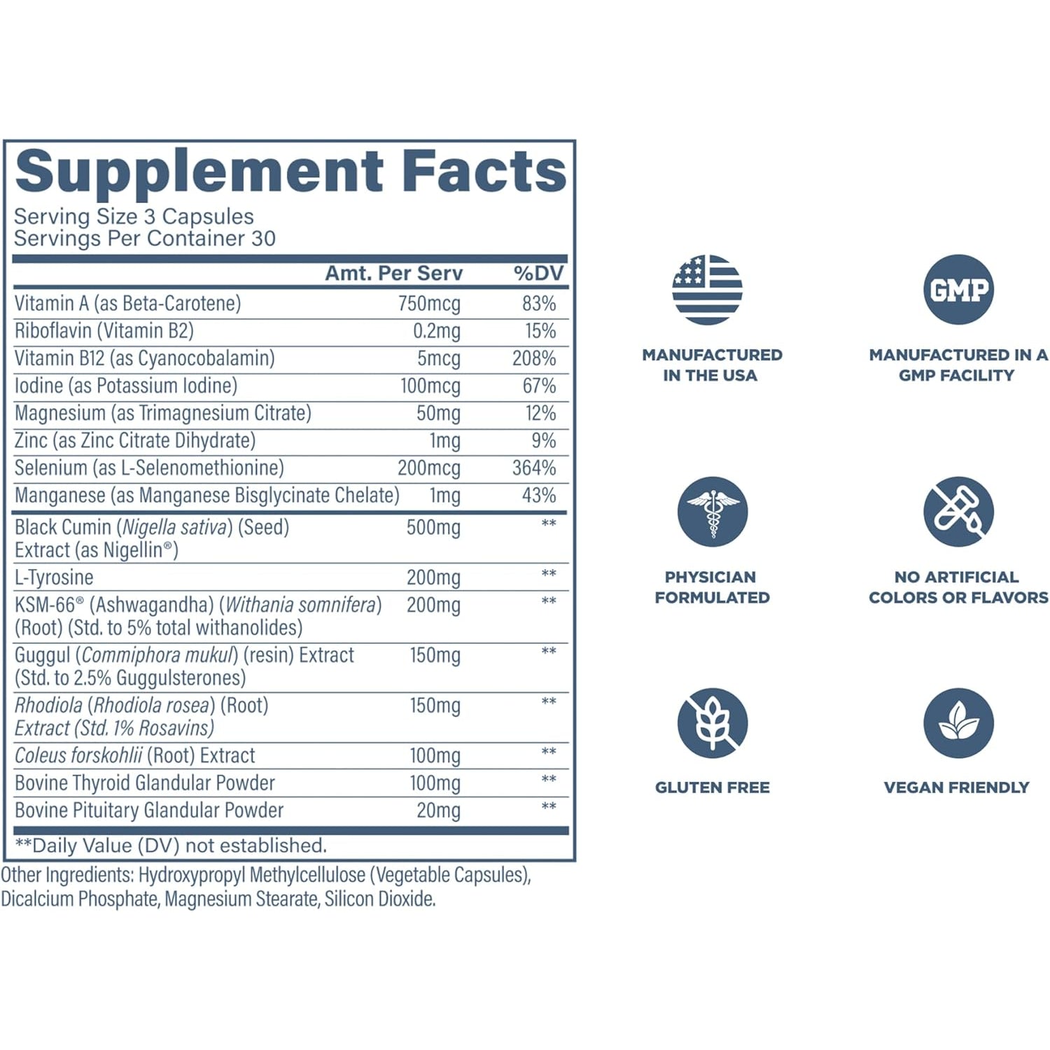 Revive MD Thyroid Support Supplement for Men & Women - Comprehensive Blend of Nutritents Supports Healthy Thyroid Function with Essential Vitamin, Minerals & Herbs (90 Capsules, 30 Servings)