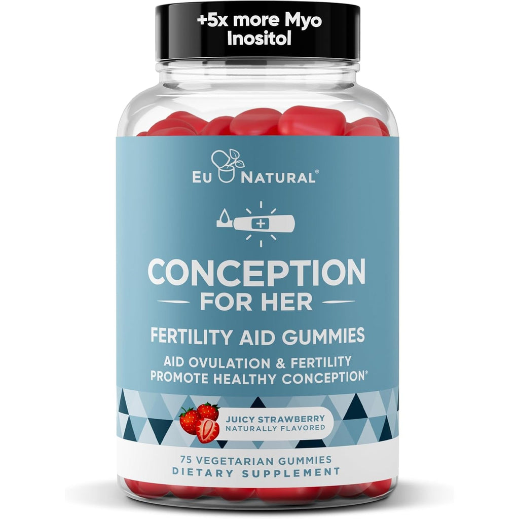 Conception for Her Fertility Gummies - Fertility Supplements for Women with Myo Inositol, Folate & More Essential Nutrients - Delicious Juicy Strawberry Hormone Balance Vitamins, 75 Ct Pectin Gummies