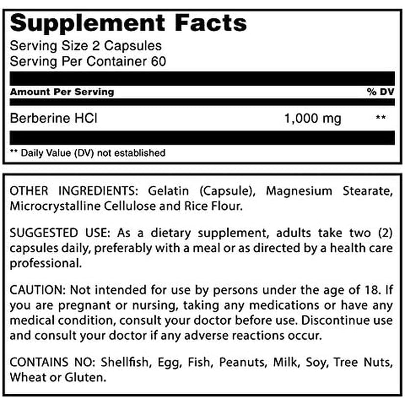 Amazing Formulas Berberine 1000Mg per Serving 120 Capsules Supplement | Non GMO | Gluten Free | Made in USA