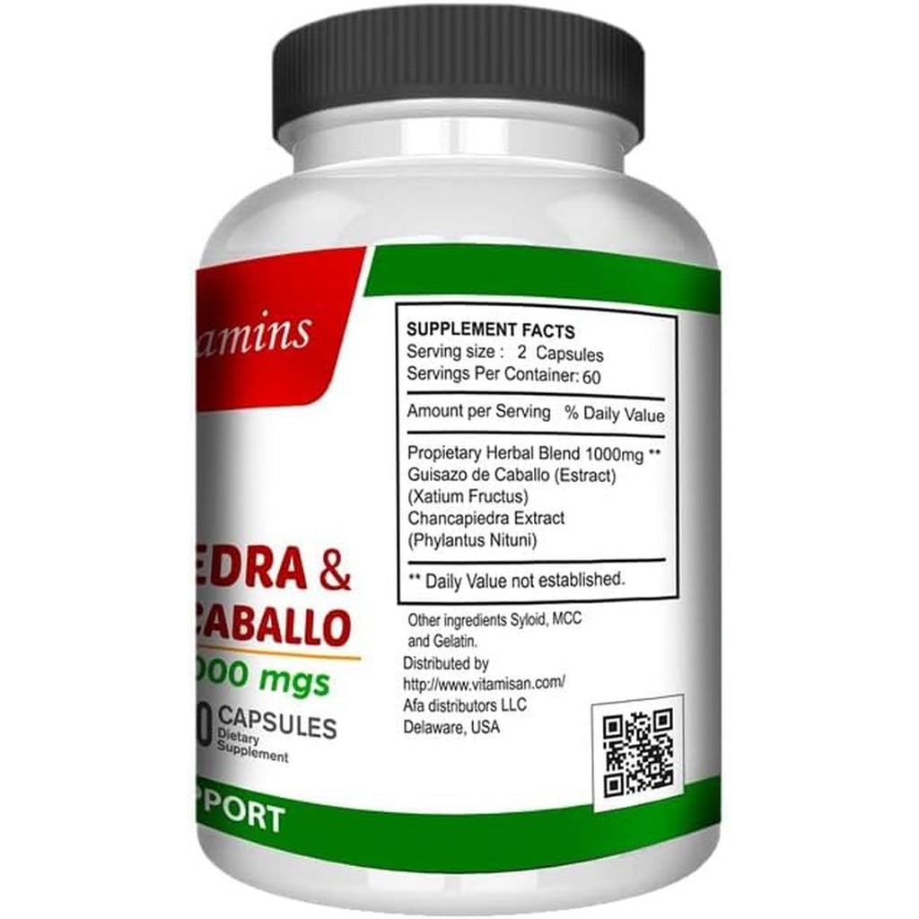 Guisazo De Caballo and Chancapiedra by Life Naturals 120 Caps Chanca Piedra Pure
