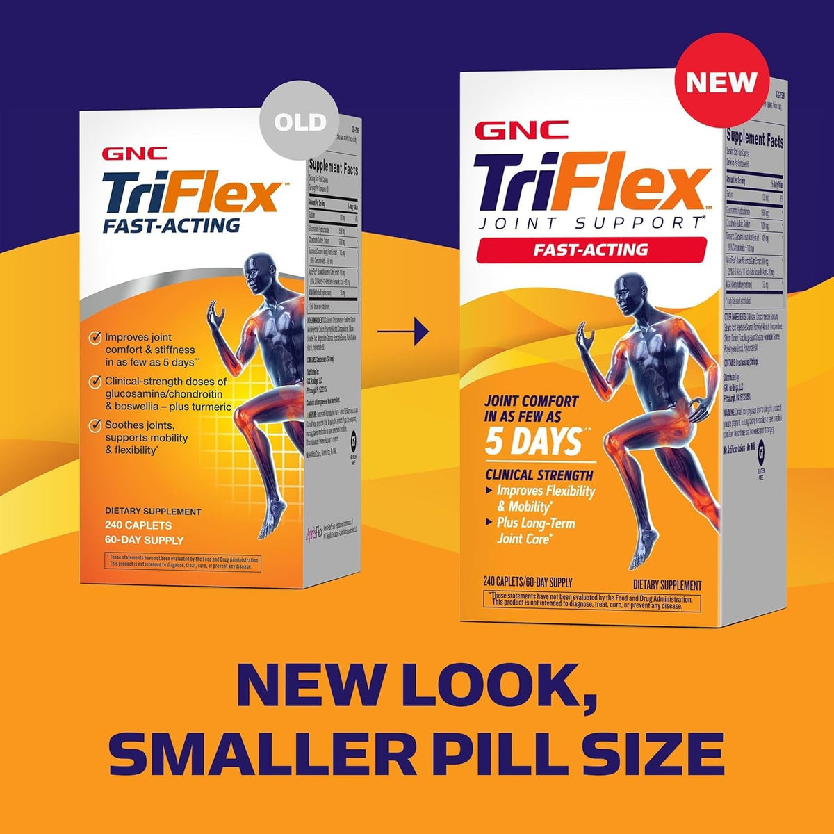 GNC Triflex Fast-Acting 2.0, Improves Joint Comfort and Stiffness, Clinical Strength Doses of Glucosamine/Chondroitin and Boswellia- plus Turmeric, 240 Caplets