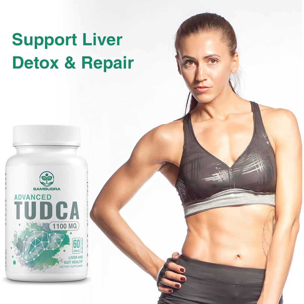 Sambugra TUDCA Liver Supplements 1100Mg, 3Rd Party Tested Ultra Strength Bile Salt TUDCA Supplement, Liver Support for Detox Cleanse and Repair, 60 Capsules