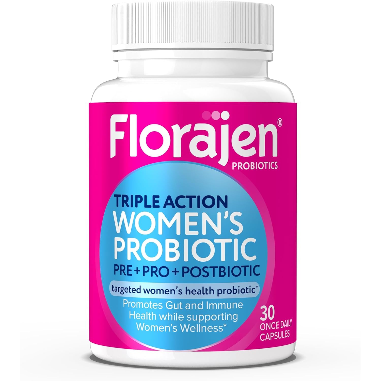 Florajen Women’S Probiotic - Prebiotic + Probiotic + Postbiotic for Digestive & Immune Support - Bloating & Constipation Relief - Vegan, Gluten-Free, Non-Gmo Daily Gut Health Support - 30 Capsules