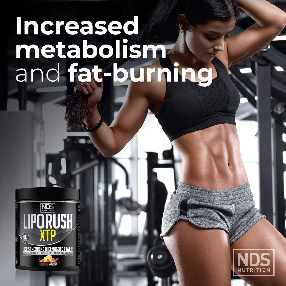 LIPORUSH NDS Nutrition XTP Thermogenic Fat Burner with L-Carnitine - Energy, Focus, and Appetite Control - Extreme Thermogenic Fat Burning Powder Weight Loss - Strawberry Lemonade (45 Servings)