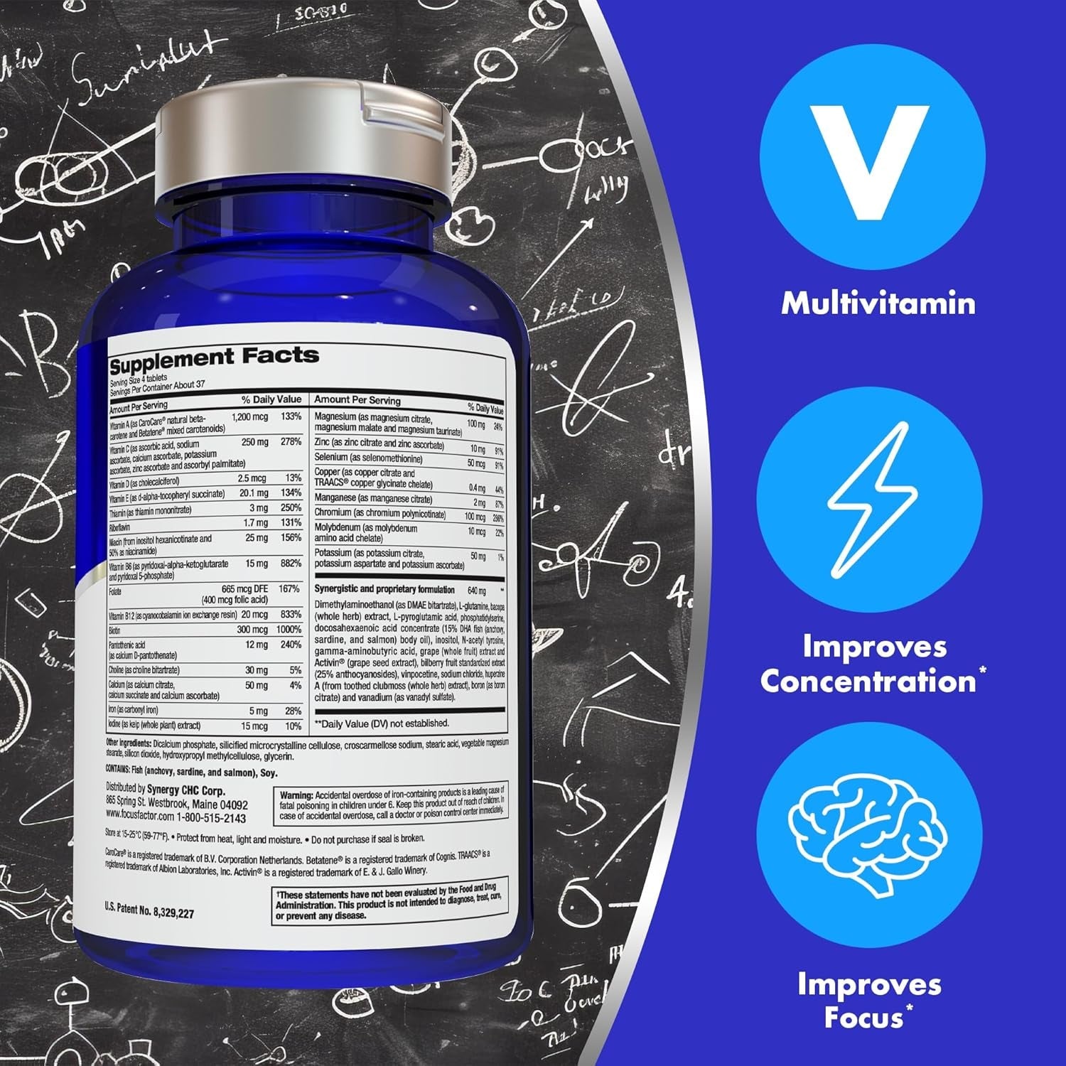 Focus Factor Nutrition for the Brain Improved Memory & Concentration Brain Supplement, 150 Count, 1 Pack (10407)