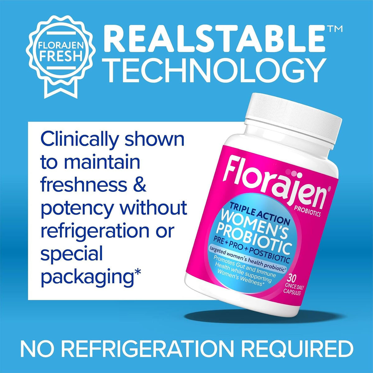 Florajen Women’S Probiotic - Prebiotic + Probiotic + Postbiotic for Digestive & Immune Support - Bloating & Constipation Relief - Vegan, Gluten-Free, Non-Gmo Daily Gut Health Support - 30 Capsules