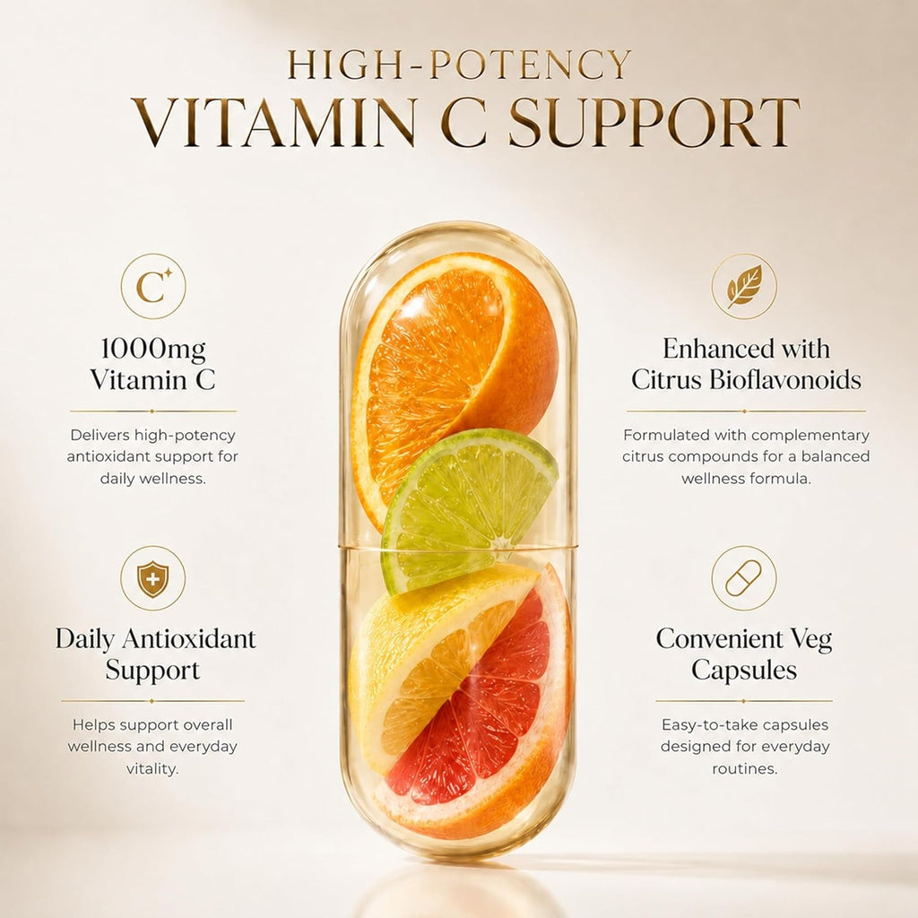 Cocó March N.M.D Vitamin C 1000Mg – Gluten Free & Vegan Immune Support Supplement – Vitamin C for Women & Men - Soy Free, Dairy Free & Non-Gmo – Easy-To-Swallow, 120 Veg Capsules