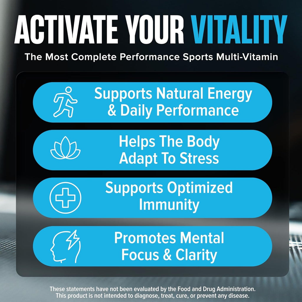 Nutrex Research Vitadapt Complete Sports Multivitamin for Men - 24 Vitamins, KSM-66 Ashwagandha and Minerals for Athletes - Mens Multivitamin (90 Capsules)