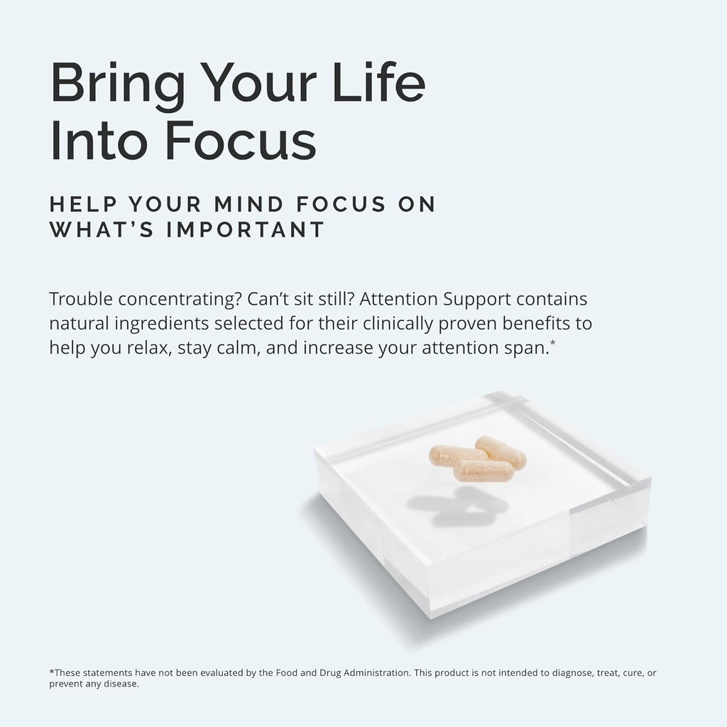 BRAINMD Dr Amen Attention Support - 90 Capsules - Promotes Mental Focus & Impulse Control - Gluten Free - 30 Servings