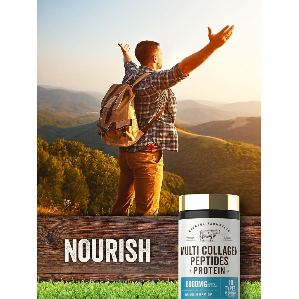 Carlyle Multi Collagen Peptides 6000Mg | 120 Caplets | 10 Types of Advanced Collagen with Protein | Non-Gmo, Gluten Free Supplement | by Herbage Farmstead