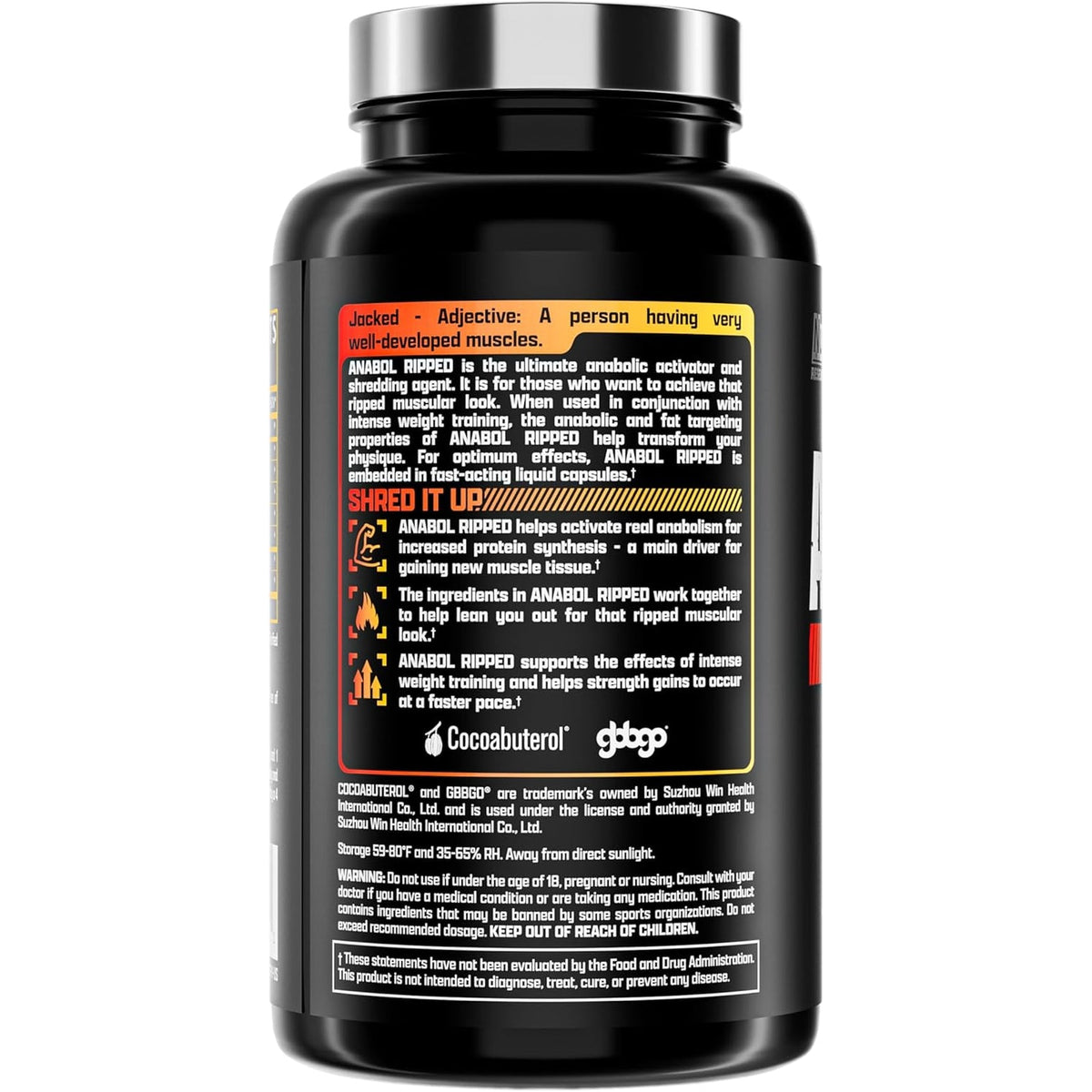 Nutrex Research Anabol Ripped Anabolic Muscle Builder for Men, 2-In-1 Muscle Builder and Shredding Supplement, (60 Count)