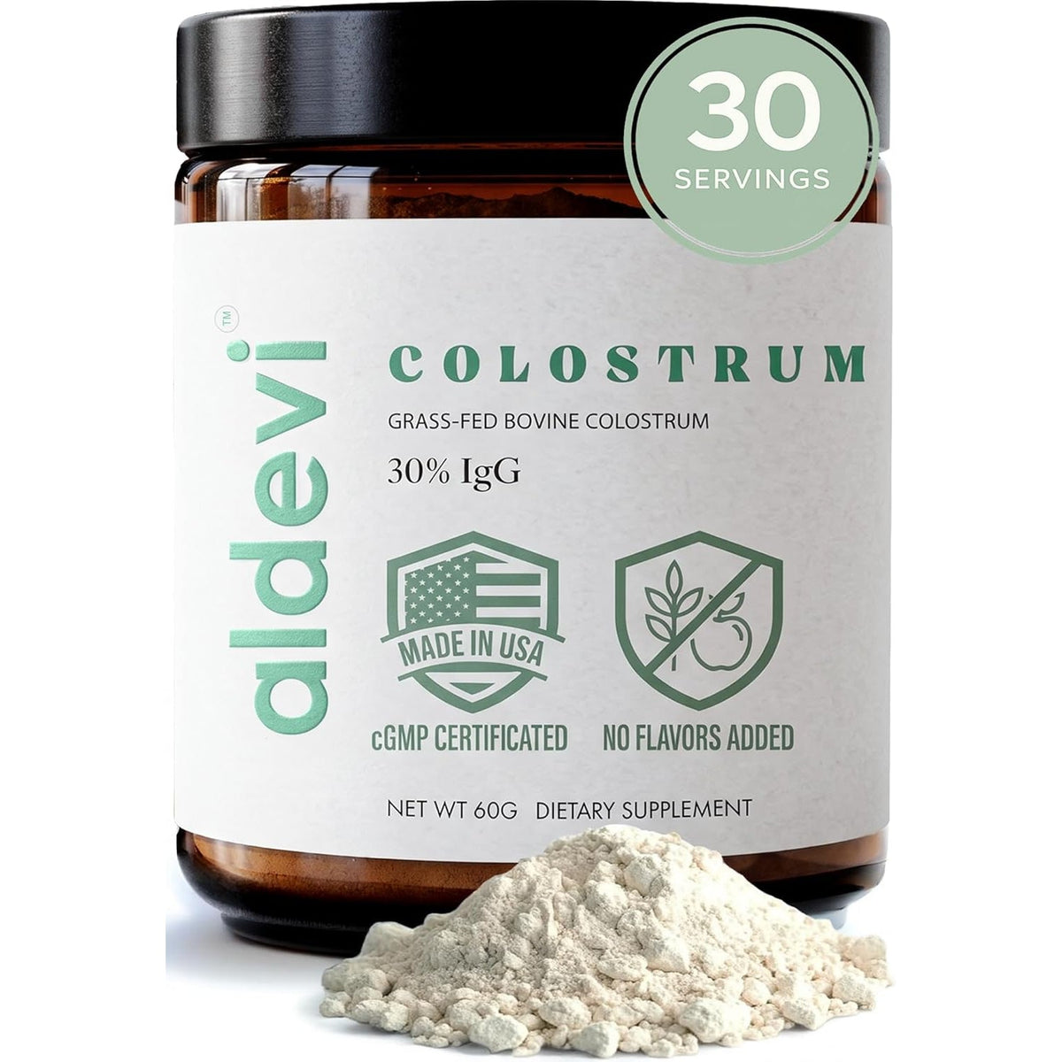 Bovine Colostrum Powder, Grass-Fed & Pasture-Raised, Made in USA, Cgmp, High Igg, Unflavored, Mixes Easily, Gut & Immune Support, 30 Servings