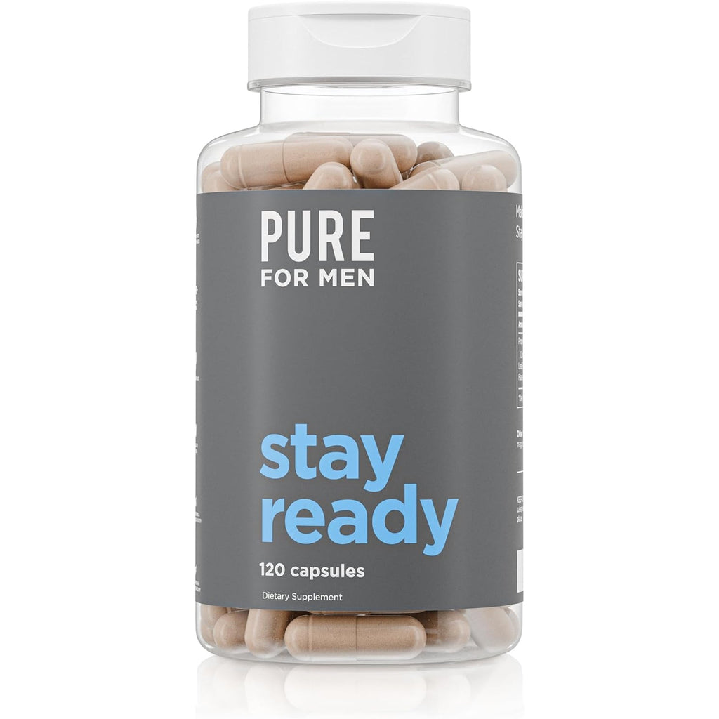 Pure for Men Original Vegan Cleanliness Stay Ready Fiber Supplement | Helps Promote Digestive Regularity | Psyllium Husk, Aloe Vera, Chia Seeds, Flaxseeds | Proprietary Formula | 120 Vegan Capsules