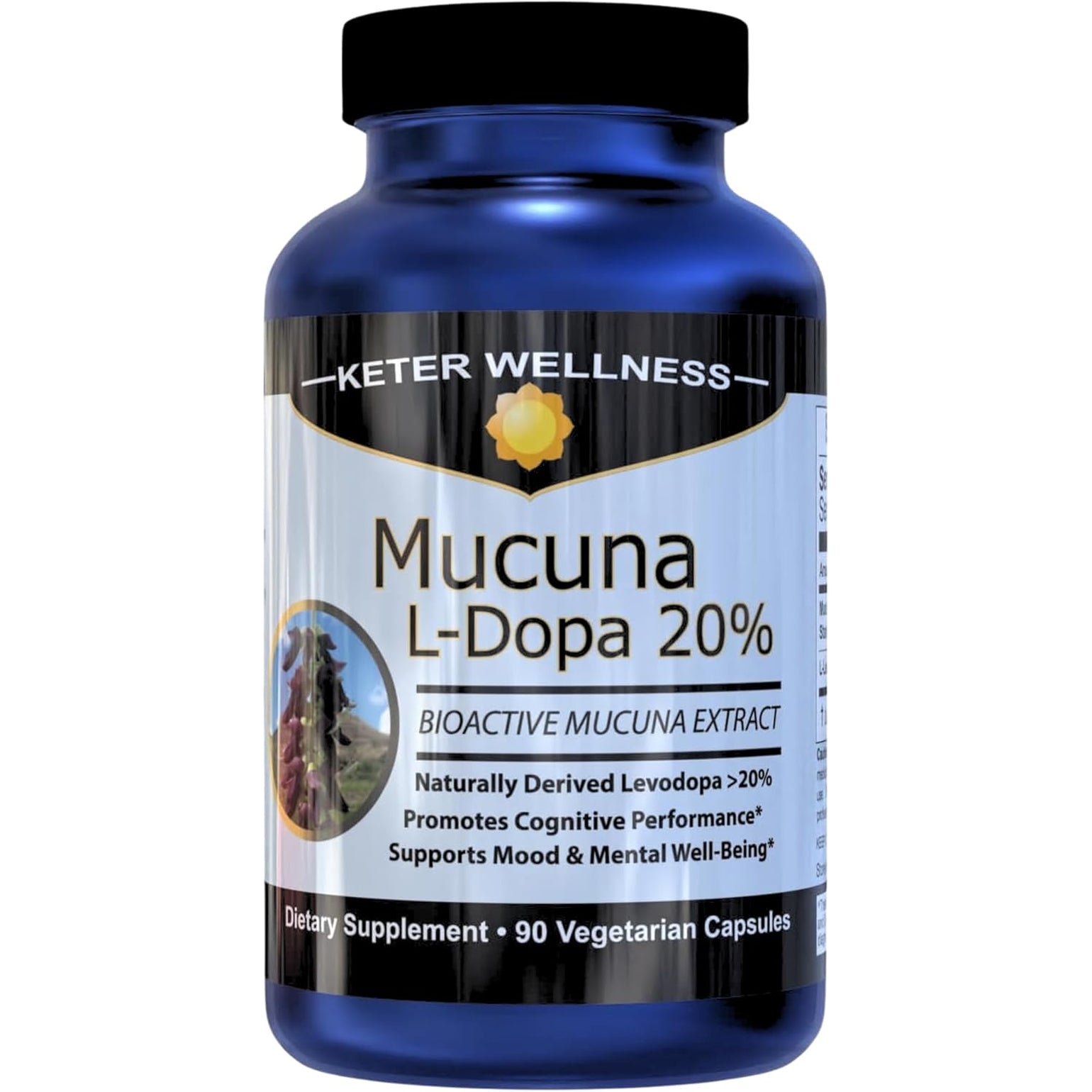 Mucuna Pruriens 20% L-Dopa – Standardized Velvet Bean Extract for Natural Dopamine, Focus & Mood Support – Pure 8:1 Concentrated Herbal Supplement – Vegan, Non-Gmo, 90 Capsules