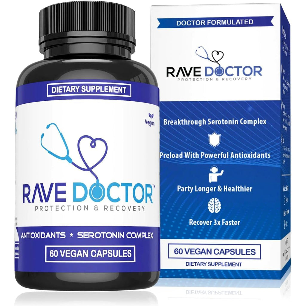 Rave Doctor 5 HTP Supplement - Essential Rave Vitamins for Festival Goers, Rave Accessories, Festival Essentials, Festival Gear, Rave Essentials, 5Htp Supplement
