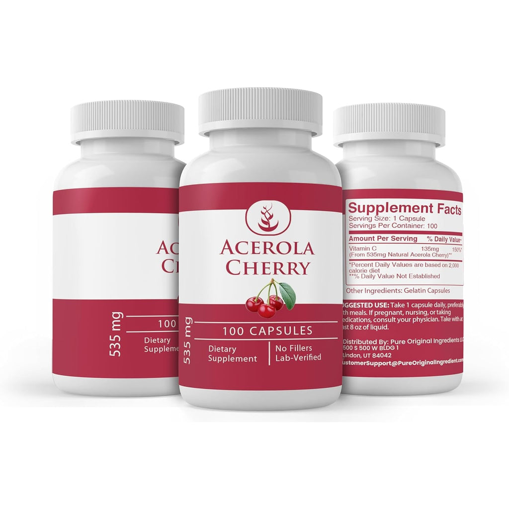 Pure Original Ingredients Acerola Cherry, (100 Capsules) Always Pure, No Additives or Fillers