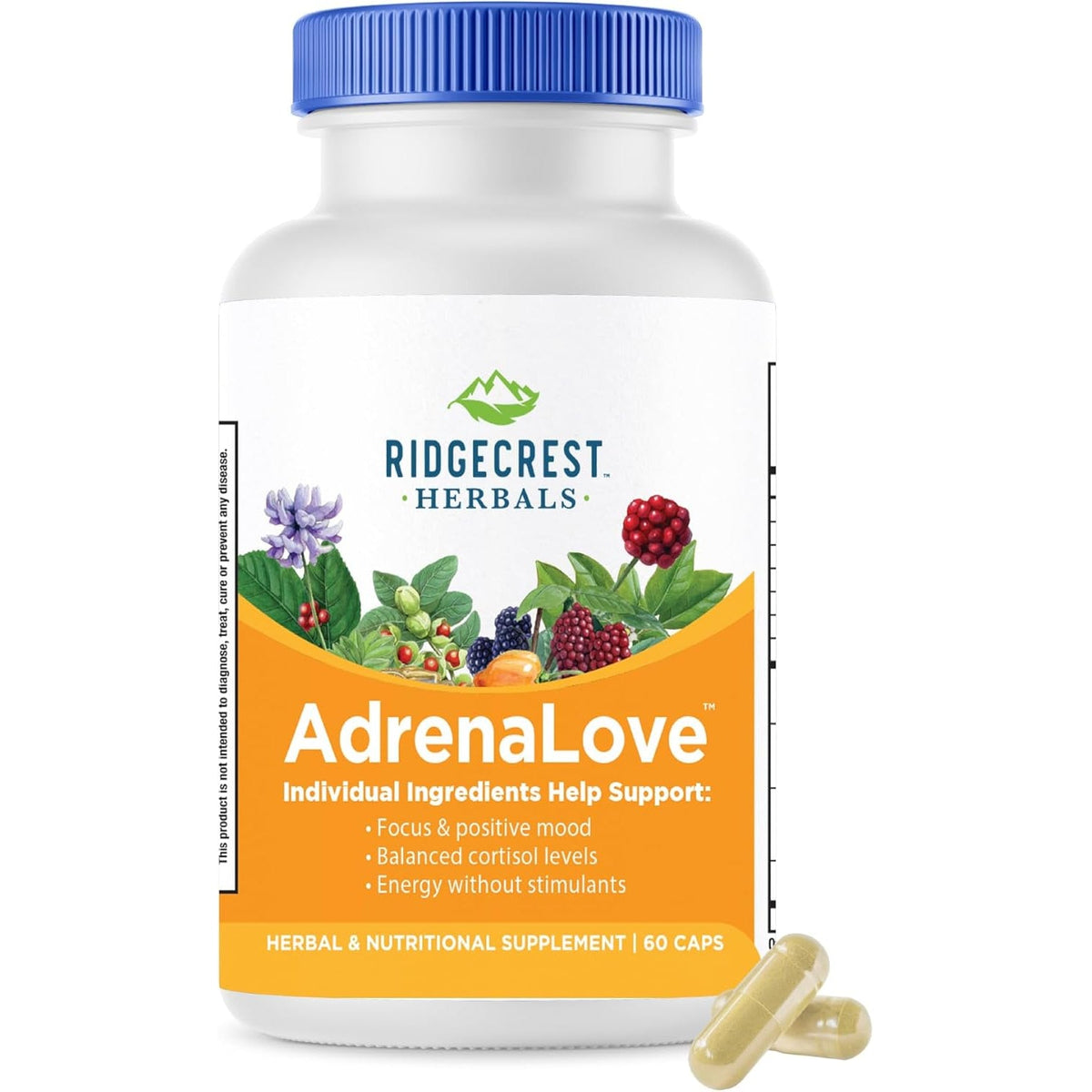 Ridgecrest Herbals Adrenalove, Stress and Energy Support Supplement (60 Vegan Caps, 30 Serv)