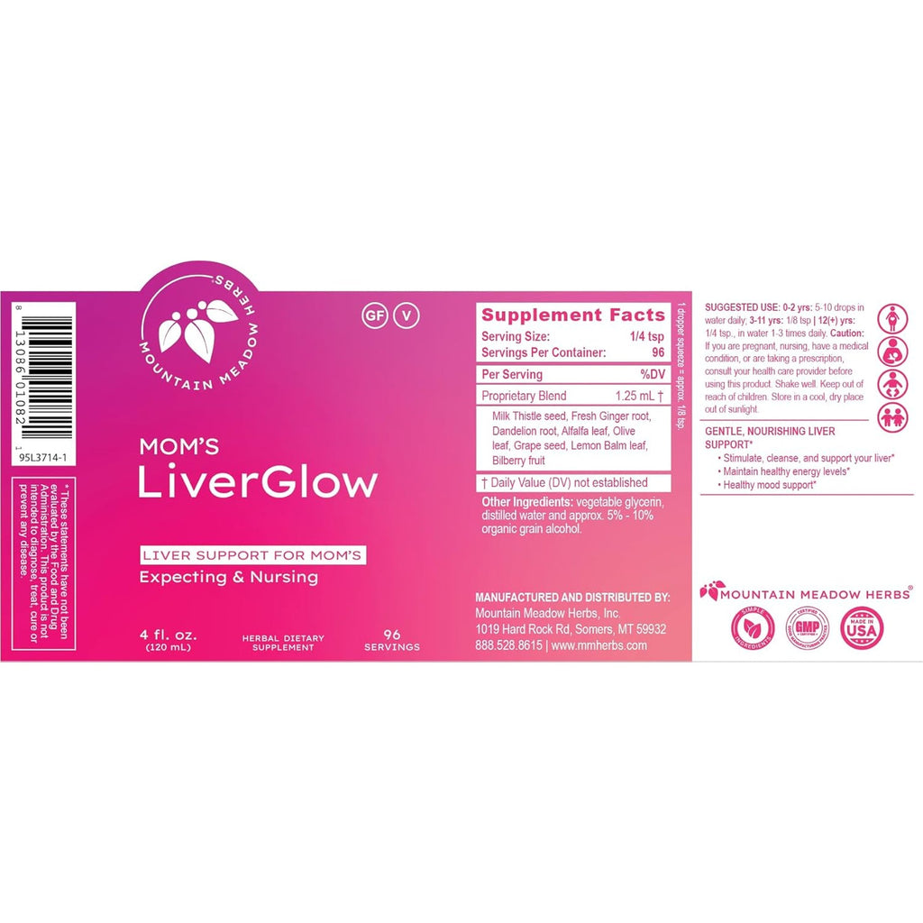 Mountain Meadow Herbs Mom'S Liver Glow, Advanced Detoxifier and Regenerator to Support Liver Health and Function - 4 Oz - for a Happy Liver