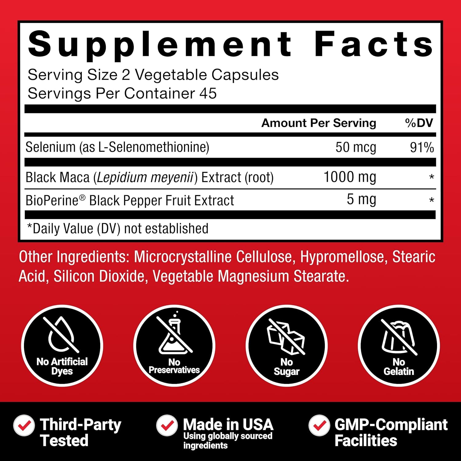 Force Factor Black Maca Root Supplement for Men, 1000Mg Maca Negra Extract for Energy, Hormonal Balance & Vitality, Superior Absorption with Bioperine, 90 Capsules