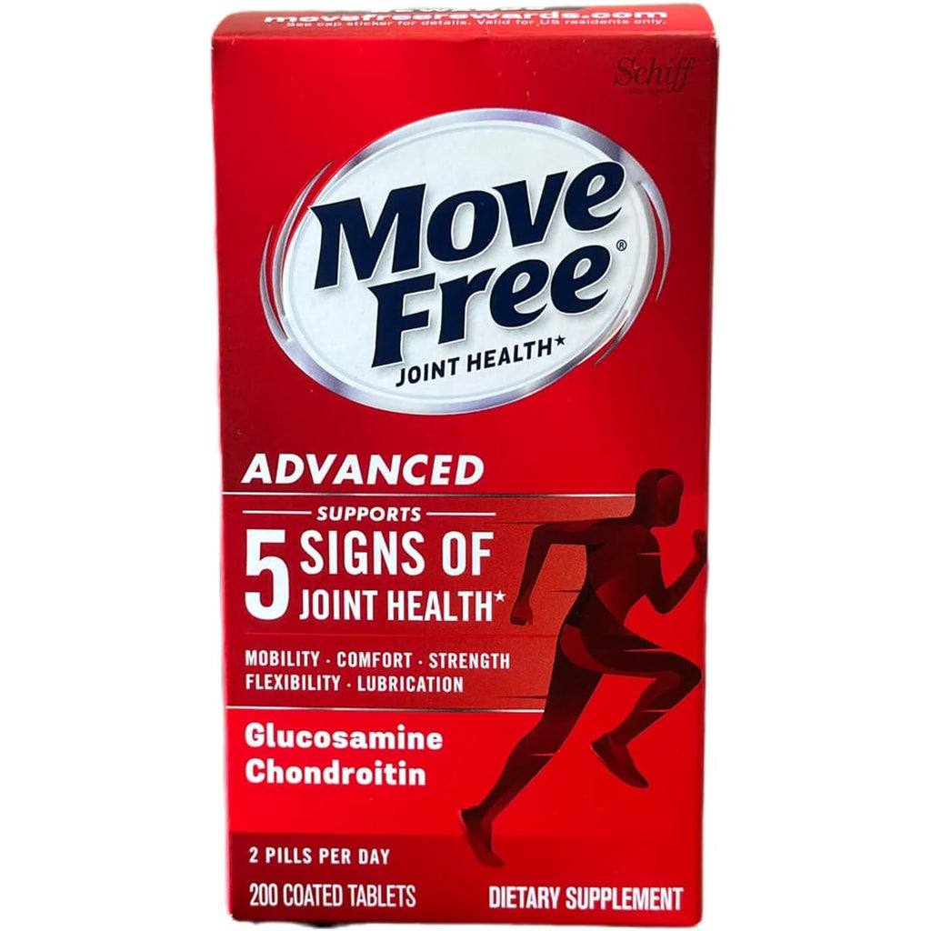 Move Free Advanced Glucosamine Chondroitin + Calcium Fructoborate Joint Support Supplement, Supports Mobility Comfort Strength Flexibility & Lubrication - 200 Tablets (100 Servings)*