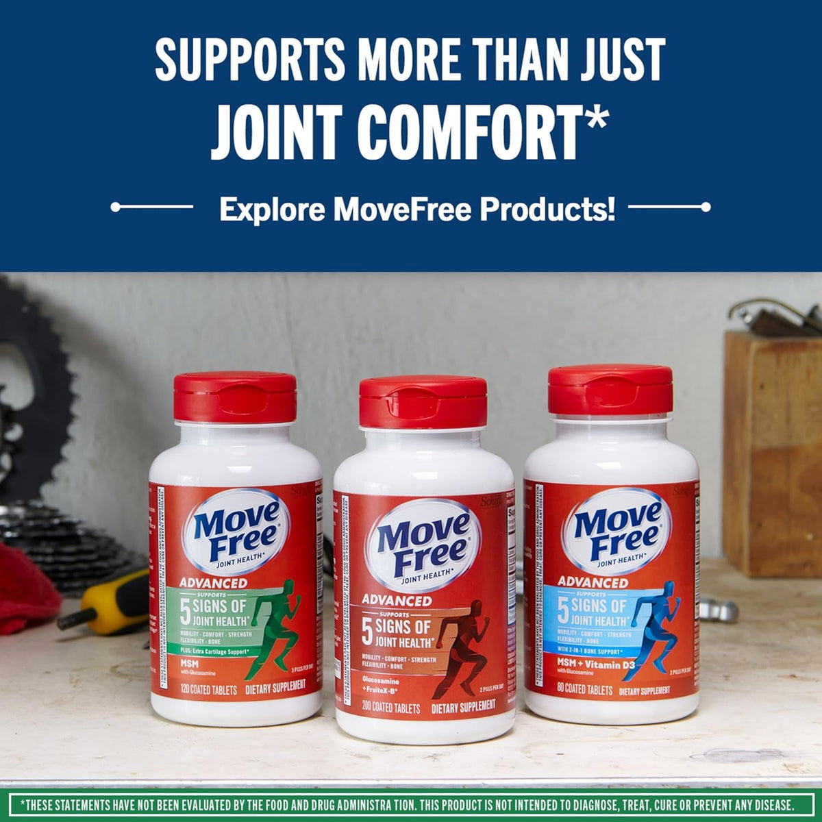 Move Free Advanced Glucosamine Chondroitin MSM Joint Support Supplement, Supports Mobility Comfort Strength Flexibility & Bone - 120 Tablets (40 Servings)*