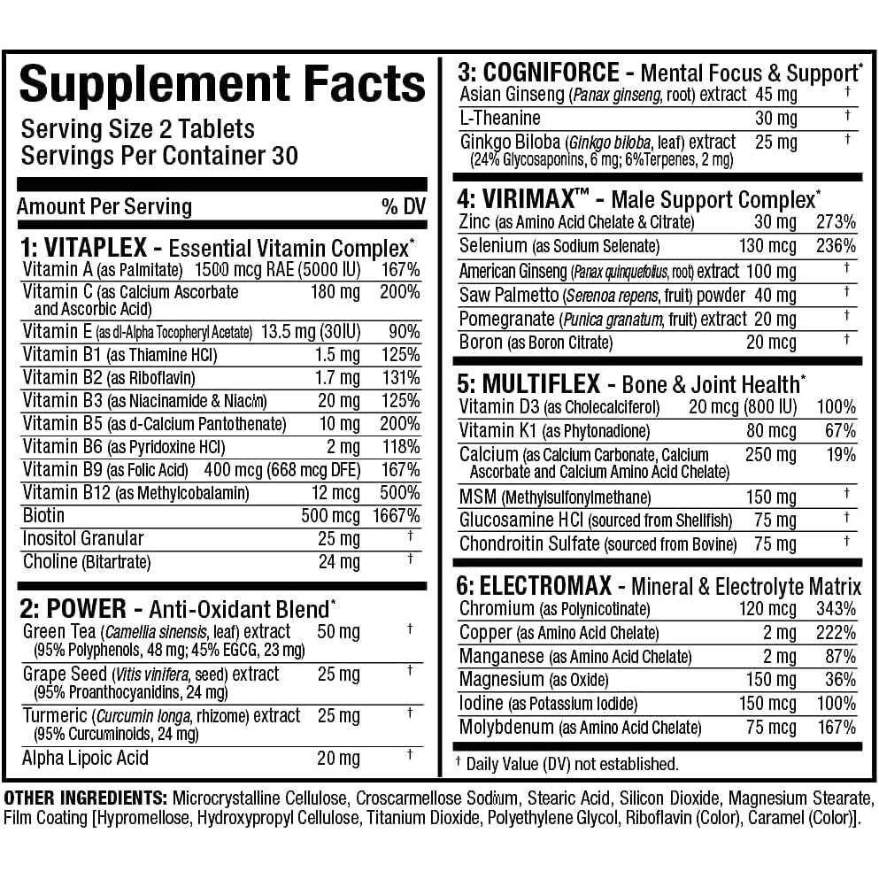ALLMAX Nutrition Premium Vitaform, Performance Vitamin for Men, 60 Tablets