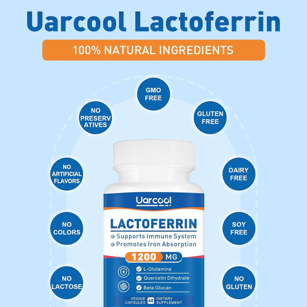 Lactoferrin Supplement 1200Mg for Healthy Immune Support-Gluten-Free, Vegetarian - 60 Softgels
