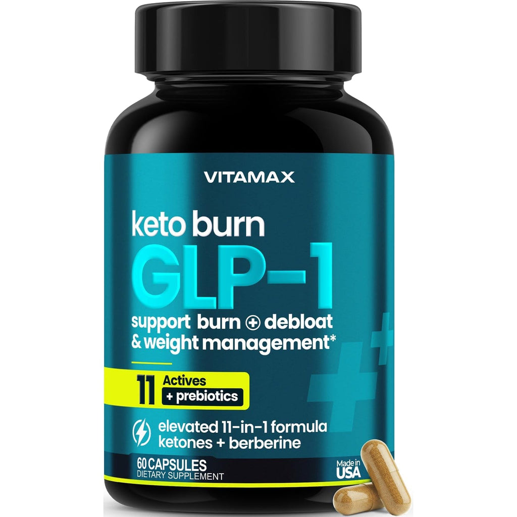 Vitamax GLP-1 Support Supplement for Weight Loss & Fat Burner for Men & Women – Ketone Metabolism Support with BHB Ketones, ACV, Berberine, Polyphenols & Prebiotics for Appetite, Digestion & Cravings