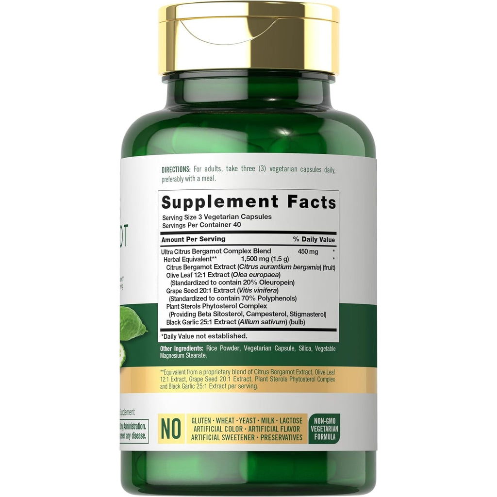 Carlyle Citrus Bergamot Supplement | Extract Complex | 120 Capsules | Non-Gmo, Gluten Free