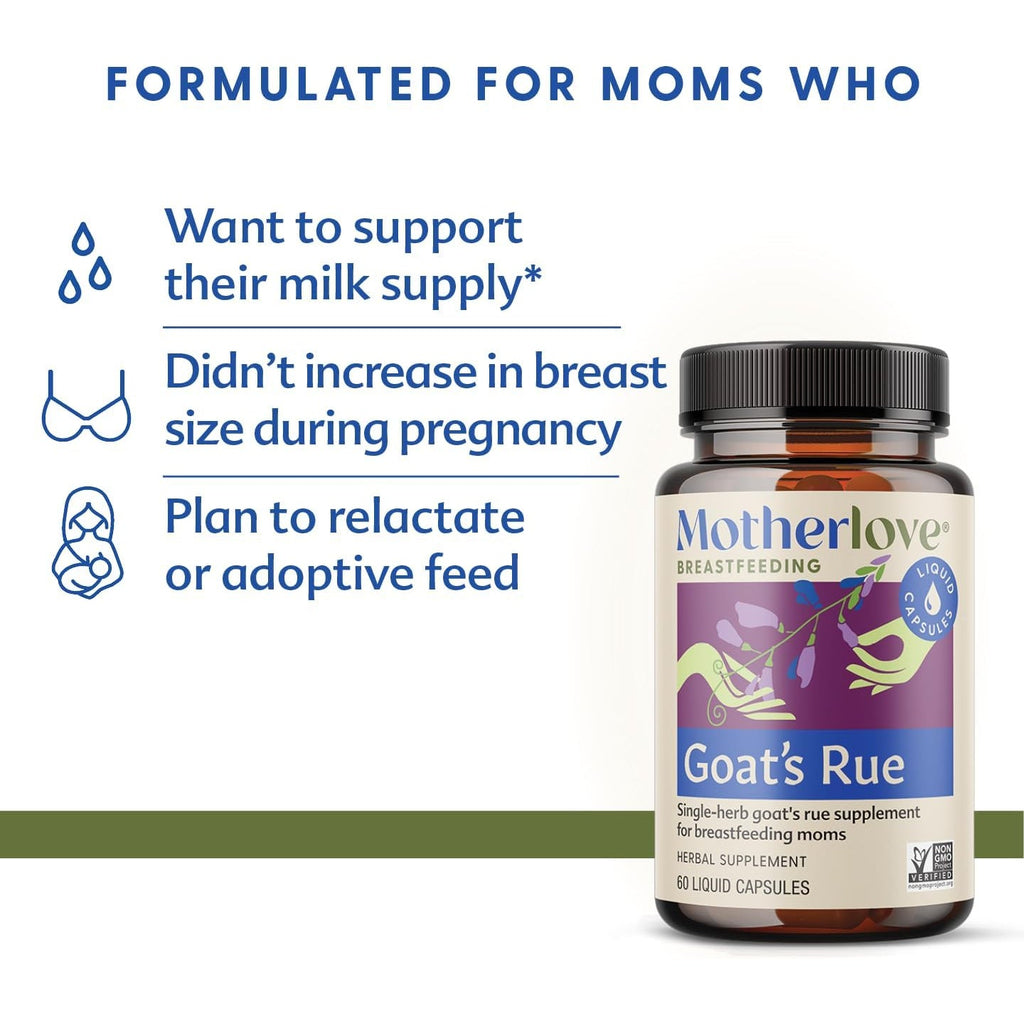 Motherlove Goat’S Rue (60 Liquid Caps) Lactation Supplement for Breast Tissue Development & Supporting Breast Milk Supply —Non-Gmo, Organic Herbs, Vegan, Kosher, Soy-Free