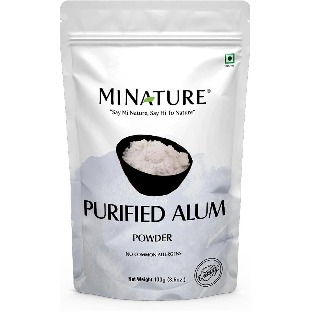 Mi Nature Alum Powder Potassium (Fitkari/Phitkari) -100% Natural Skincare for Acne, Odor Control & Water Purification Face Mask for |Pore Refining 100G |Face Pack Powder |Cruelty-Free