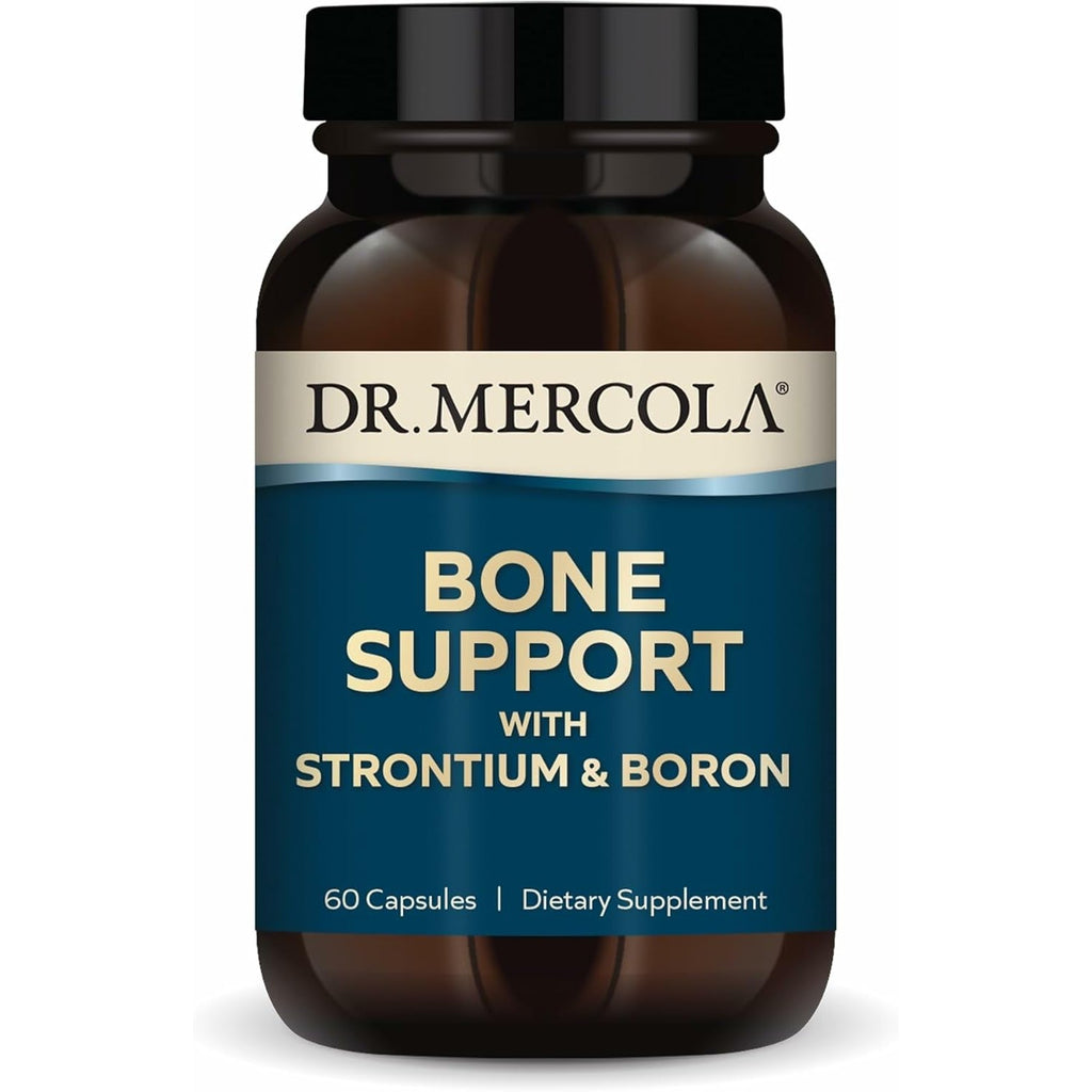 Dr. Mercola Bone Support with Strontium & Boron - Supports Bone Strength - Silica, Manganese & Trace Minerals - Non-Gmo, Gluten-Free & Soy-Free - 60 Capsules (30 Servings)