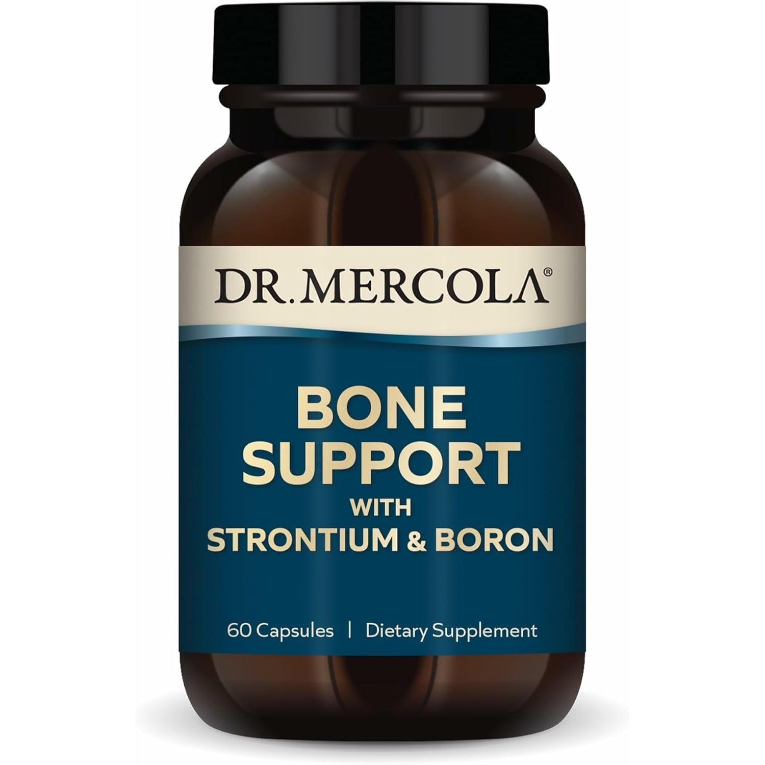 Dr. Mercola Bone Support with Strontium & Boron - Supports Bone Strength - Silica, Manganese & Trace Minerals - Non-Gmo, Gluten-Free & Soy-Free - 60 Capsules (30 Servings)