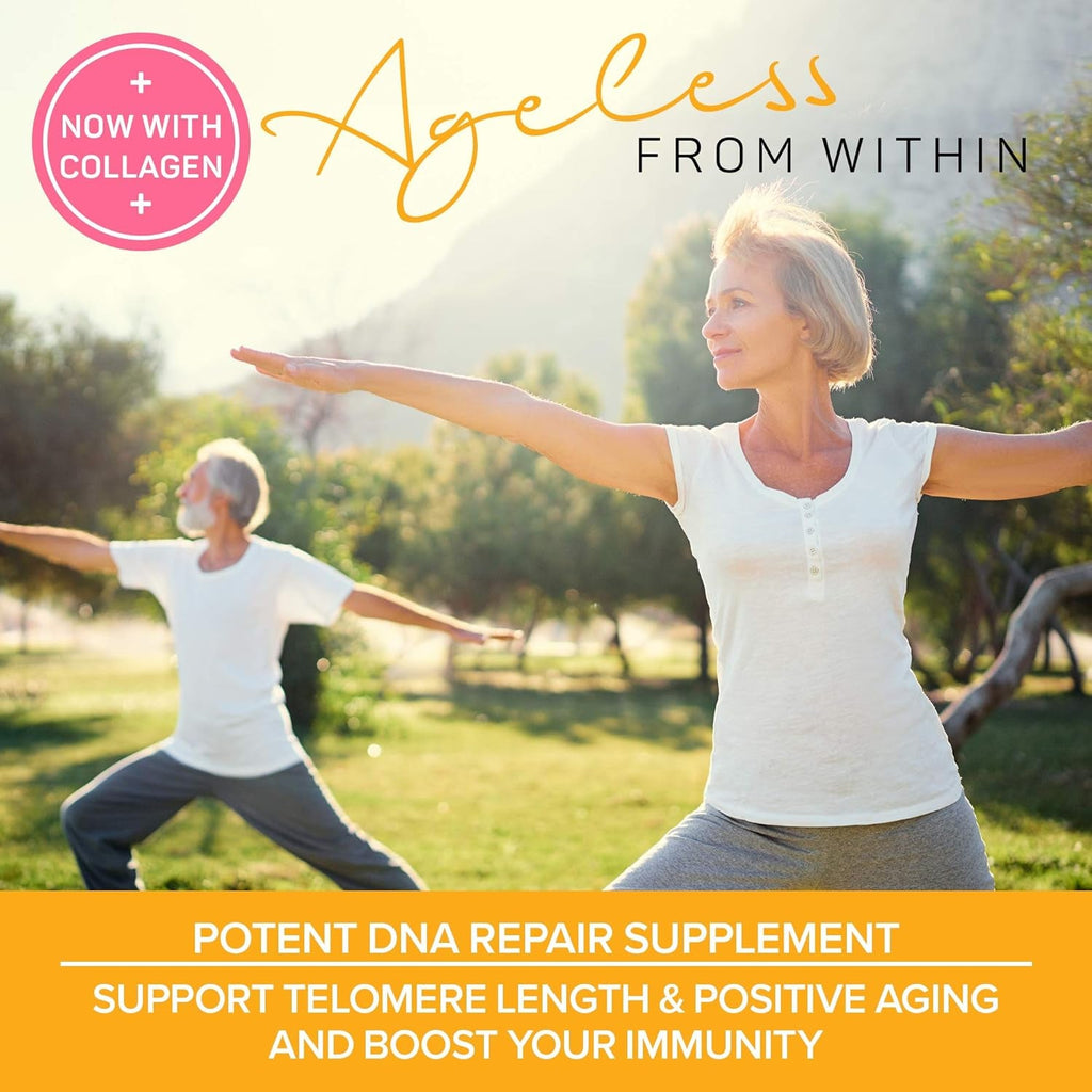 Telomere Supplements with Potent Astragalus Root Extract & Collagen - Advanced Formula for Telomere Lengthening, Anti-Aging Supplement, Longevity, DNA Repair & Antioxidant Defense - 60 Capsules