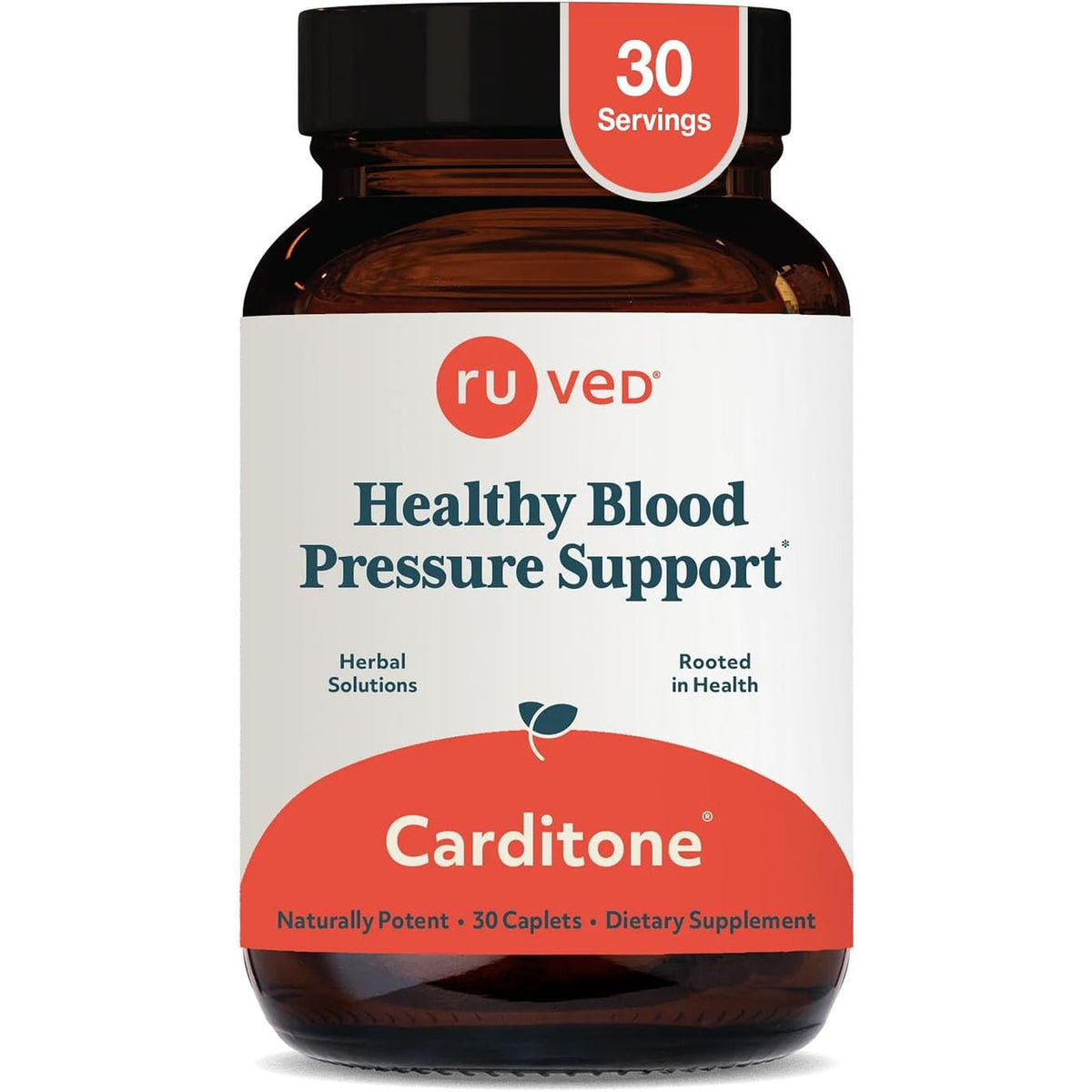 Ruved Carditone - Natural Heart Health Supplement for Women & Men, BP Formula, Holistic Heart Support with Rauwolfia, Arjuna, Calcium, and Magnesium - 30 Servings