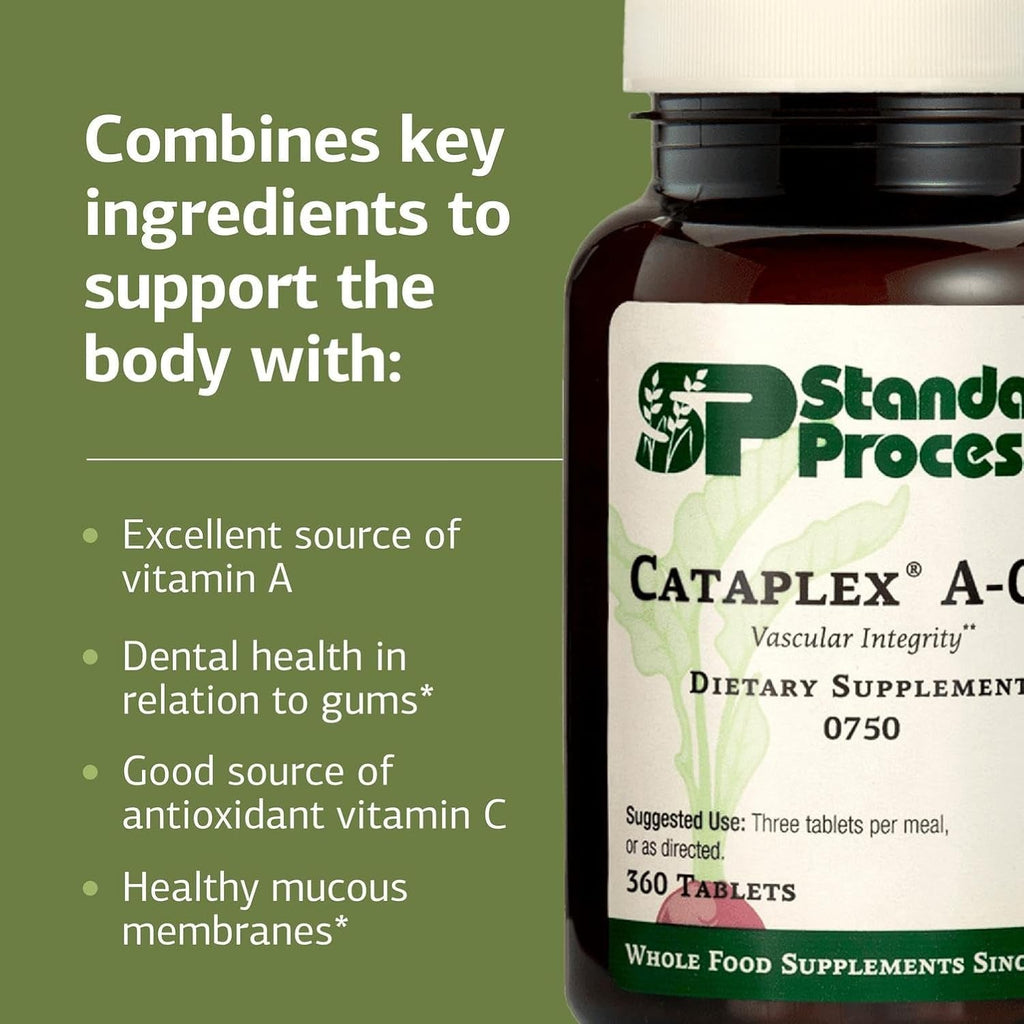 Standard Process Cataplex A-C-P Healthy Cell & Tissue Dietary Supplement - Non-Dairy & Non-Soy - Vascular & Immune Supplement Care - 360 Tablets (120 Servings)