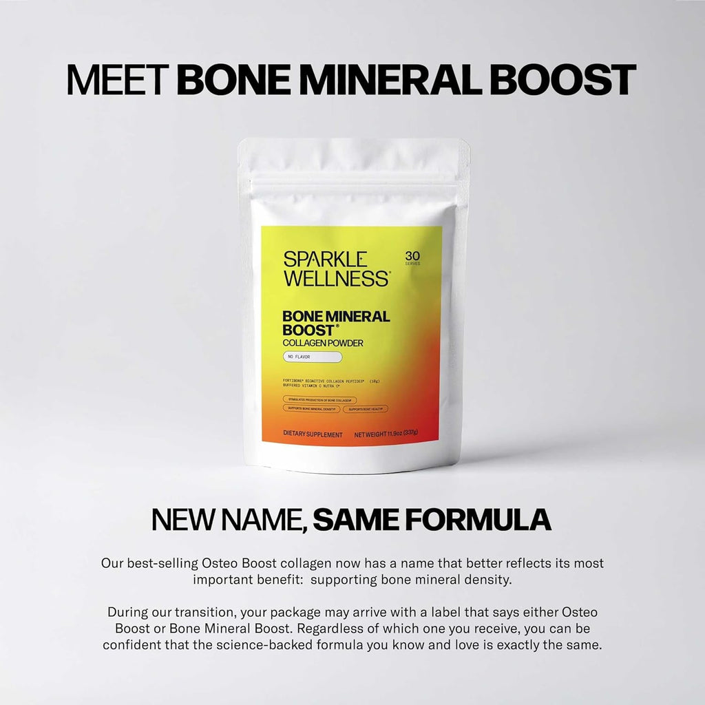 Sparkle Wellness FORTIBONE Bioactive Collagen Peptides | Collagen Powder Supplement with Nutra C Buffered Vitamin C for Bone Health | Bone Mineral Boost (No Flavor) [30 Serves]