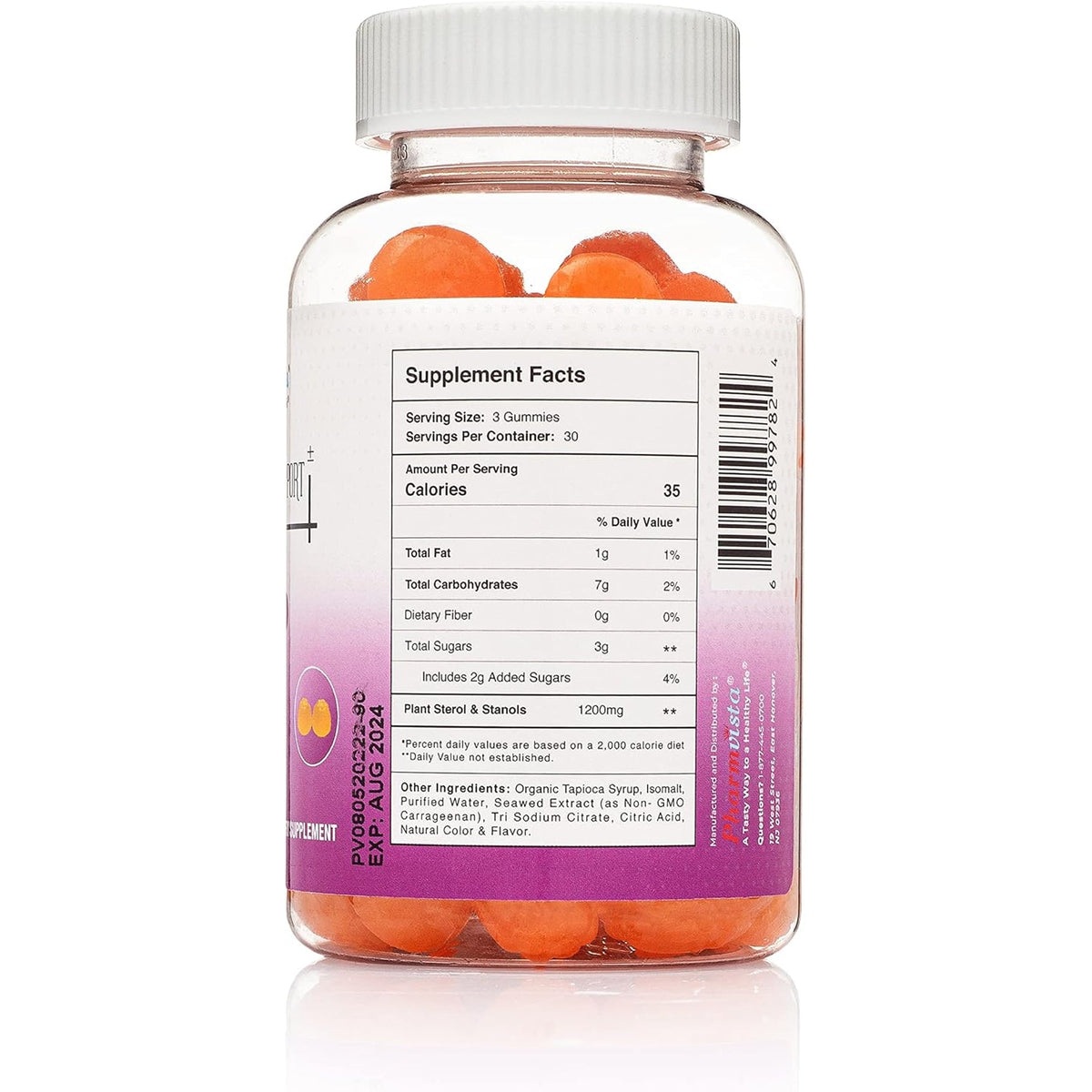 Pharmvista Plant Sterols and Stanols 1200Mg Gummy-Vegan Friendly Allergen Free Gluten Free-90 Count