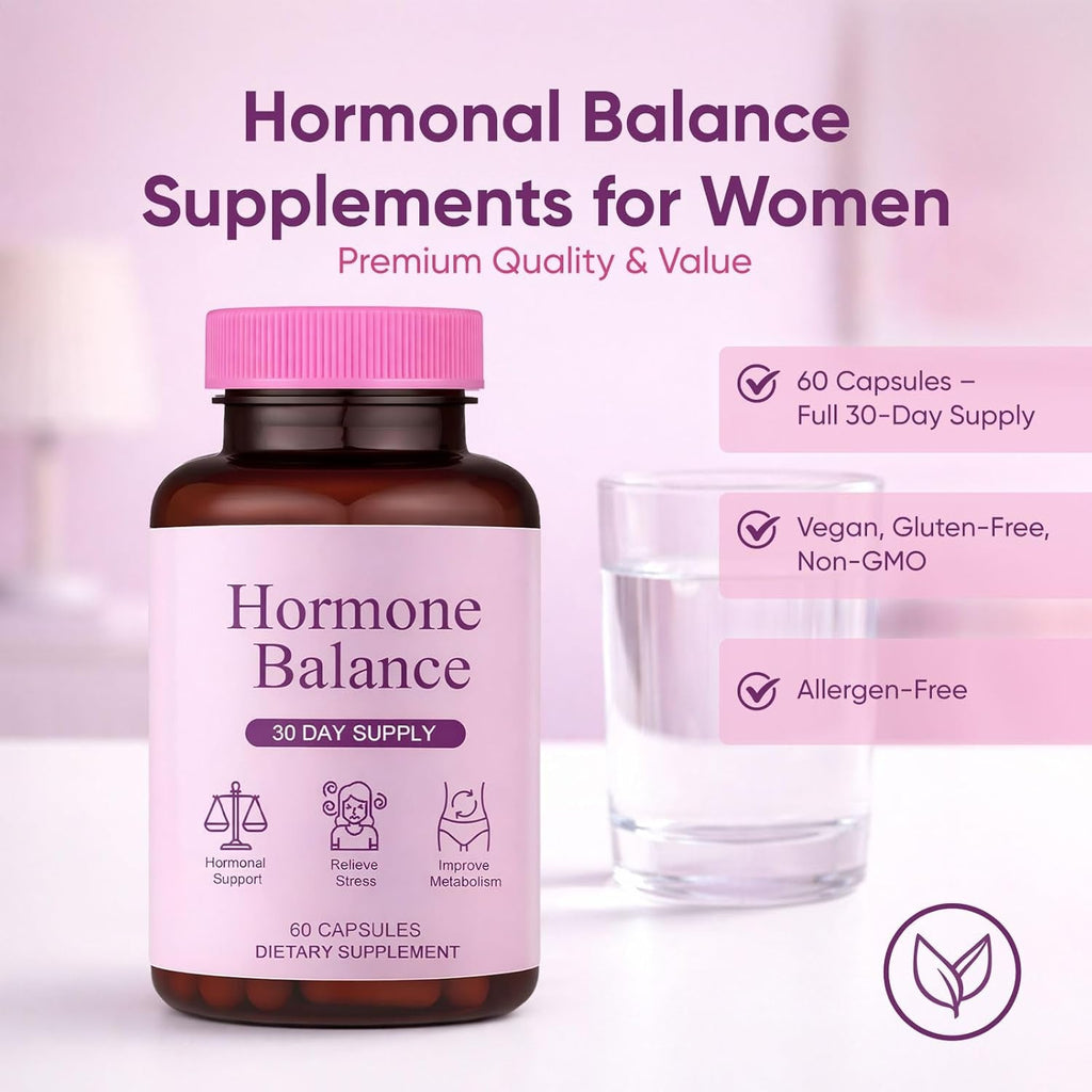 Hormone Balance for Women | Dietary Supplement, Supports Healthy Cortisol Levels & Stress Relief | Mood, Sleep, Energy | Ashwagandha, Ginseng, Maca | 60 Capsules
