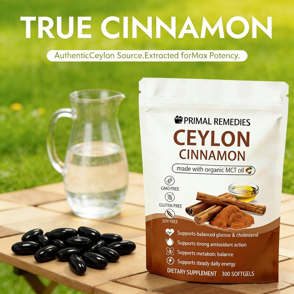 Primal Remedies Ceylon Cinnamon Made with Mct Oil – 300 Softgels, Non-Gmo & Gluten Free, Premium Ceylon Cinnamon Formula